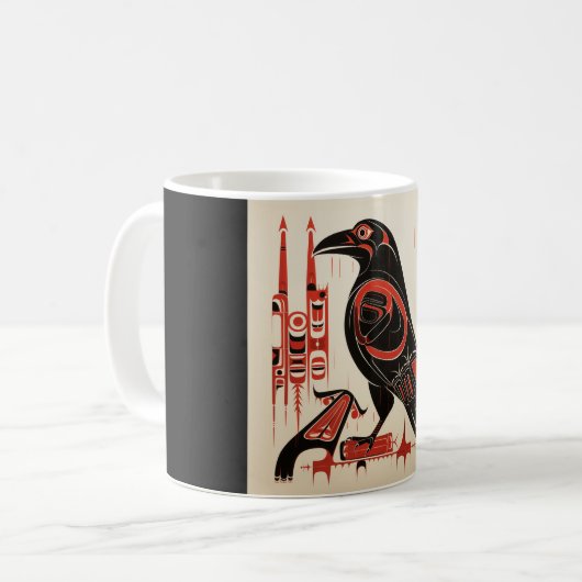 Salinischer einheimischer pazifischer Rabe im nord Kaffeetasse (Vorderseite Links)