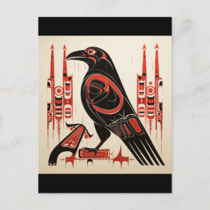 Salinischer einheimischer pazifischer Rabe im nord Postkarte
