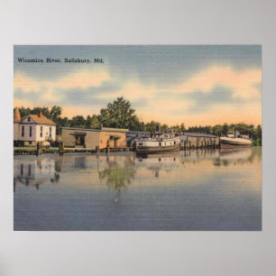 Salisbury MD, Maryland, Wicomico-Fluss, Vintage Poster