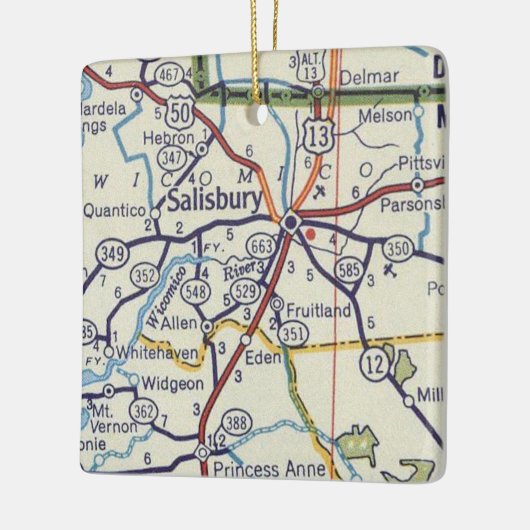 Salisbury MD Vintag Map Keramikornament (Links)