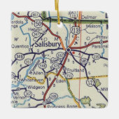 Salisbury MD Vintag Map Keramikornament (Vorderseite)