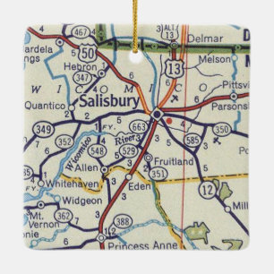 Salisbury MD Vintage Karte Keramikornament