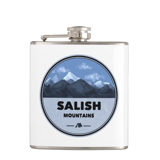 Salish Mountains Montana Camping Flachmann (Vorderseite)