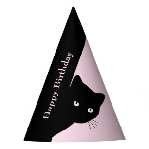 Sally Black Cat Pink Party Hat Partyhütchen