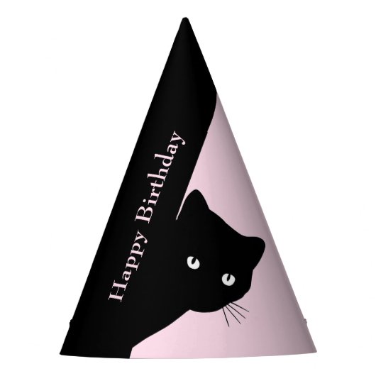 Sally Black Cat Pink Party Hat Partyhütchen (Vorderseite)