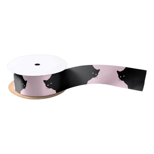 Sally Black Cat Pink Satin Ribbon Satinband (Spule)