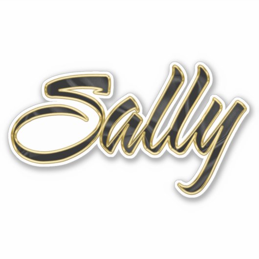 Sally black gold Lettering Aufkleber Sticker (Vorderseite)
