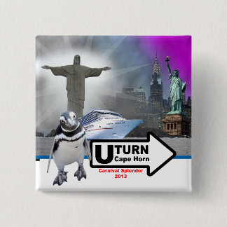 Sally das Penguin-Quadrat, welches das Horn-Button Button