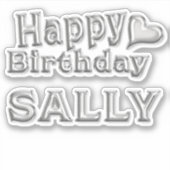Sally Happy Birthday silver Aufkleber Sticker (Vorderseite)