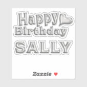 Sally Happy Birthday silver Aufkleber Sticker (Blatt)