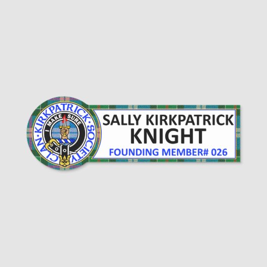 Sally Kirkpatrick Knight CKS Namensschild (Vorderseite)