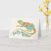 Sally Mander die Eidechse Notecard Karte (Gelbe Blume)