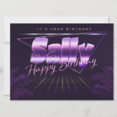 Sally Name Vorname lila retro Karte Geburtstag (Vorderseite)