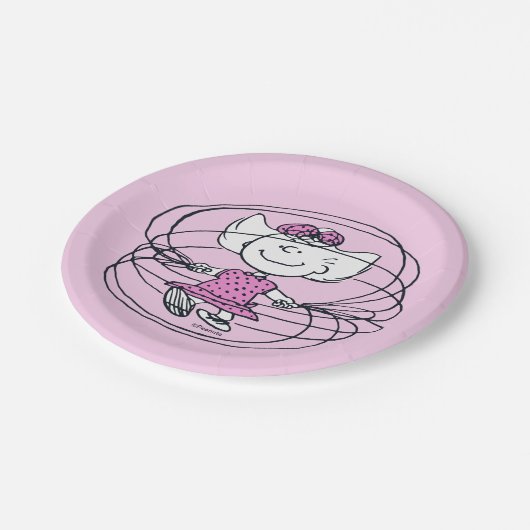 Sally Playing Jump Rope Pappteller (Schrägansicht)