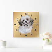Sally Shih Tzu Quadratische Wanduhr (Zuhause)