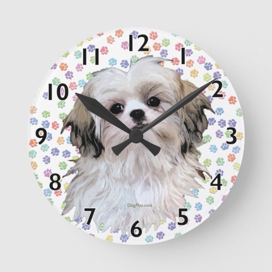 Sally Shih Tzu Runde Wanduhr (Vorderseite)