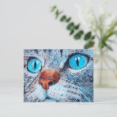 Sally the Blue Mit Augen Cat Postkarte (Stehend Vorderseite)