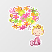 Sally Thinking of Blume Fensteraufkleber (Blatt)
