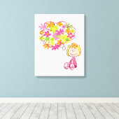 Sally Thinking of Blume Leinwanddruck (Insitu (Holzboden))