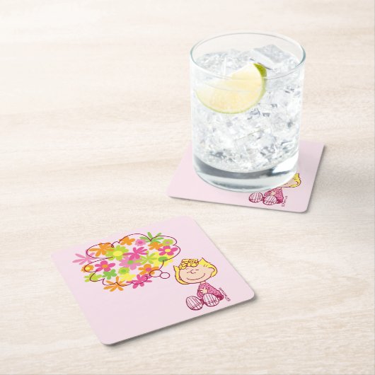 Sally Thinking of Blume Rechteckiger Pappuntersetzer (Vor Ort)