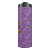 Sally und Roy auf Lila Doodles Thermosbecher (Vorderseite)