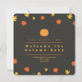 Salmon Fall Leaves Baby Shower Invitation Einladung (Vorderseite)