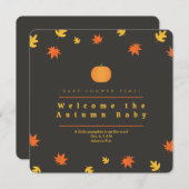 Salmon Fall Leaves Baby Shower Invitation Einladung (Vorne/Hinten)