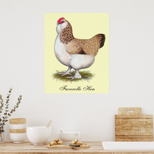 Salmon Faverolle Hen Poster (Küche)