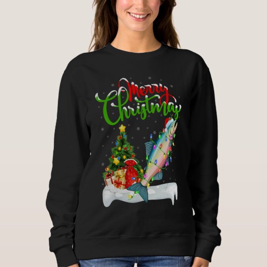 Salmon Fish Xmas Decorations Santa Salmon Christ Sweatshirt (Vorderseite)