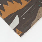 Salmon Fishing Man in Boat Lake Forest Pattern Fleecedecke (Ecke)