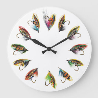Salmon fly wall clock große wanduhr
