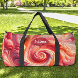 Salmon Pink Modern Abstract Swirling Duffle Bag