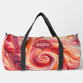 Salmon Pink Modern Abstract Swirling Duffle Bag (Vorderseite)