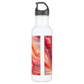 Salmon Pink Modern Abstract Swirling Edelstahlflasche (Rückseite)