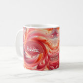 Salmon Pink Modern Abstract Swirling Kaffeetasse (Vorderseite Links)