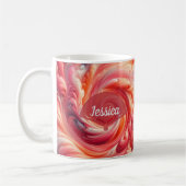 Salmon Pink Modern Abstract Swirling Kaffeetasse (Links)