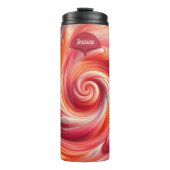 Salmon Pink Modern Abstract Swirling Thermosbecher (Vorderseite)