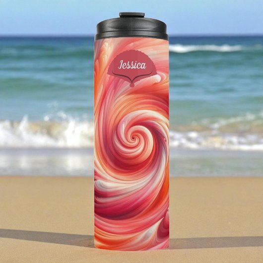 Salmon Pink Modern Abstract Swirling Thermosbecher