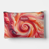 Salmon Pink Modern Abstract Swirling Zubehörtasche (Rückseite)