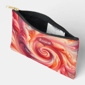 Salmon Pink Modern Abstract Swirling Zubehörtasche (Offen)