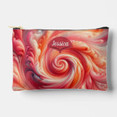 Salmon Pink Modern Abstract Swirling Zubehörtasche (Vorderseite)