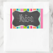 Salmon Pink & Seafoam Green; Vintage Chalkboard Rechteckiger Aufkleber (Tasche)