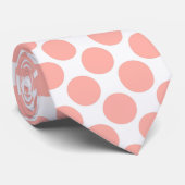 Salmon Polka Dots on White Custom Necktie Krawatte (Gerollt)