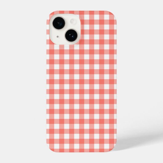 Salmon Red Gingham iPhone Hülle (Rückseite)