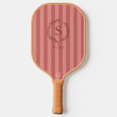 Salmon Stripes Monogram Est Year Preppy Pickleball Pickleball Schläger (Rückseite)
