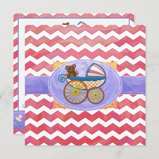 Salmon Swirl Baby Stuff Einladung (Vorne/Hinten)