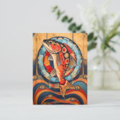 Salmon Totem – Journey in Deco Style Postkarte (Stehend Vorderseite)