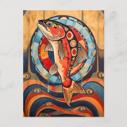 Salmon Totem – Journey in Deco Style Postkarte (Vorderseite)