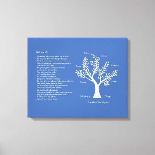 Salmos 23 - Psalm 23 Familienbaum, Leinwanddruck (Vorderseite)