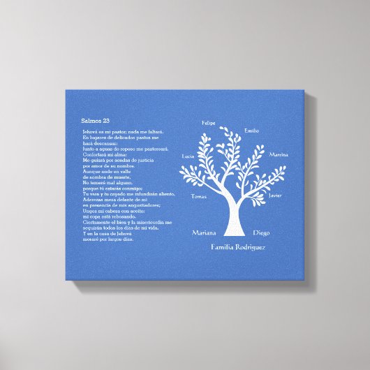 Salmos 23 - Psalm 23 Familienbaum, Leinwanddruck (Vorderseite)